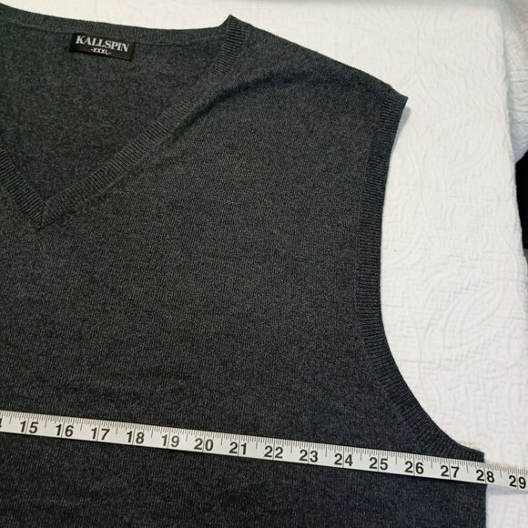 Kallspin Sweater Vest Charcoal Gray V-Neck Sz XXXL Cashmere Wool Blend Soft Knit - Picture 6 of 7